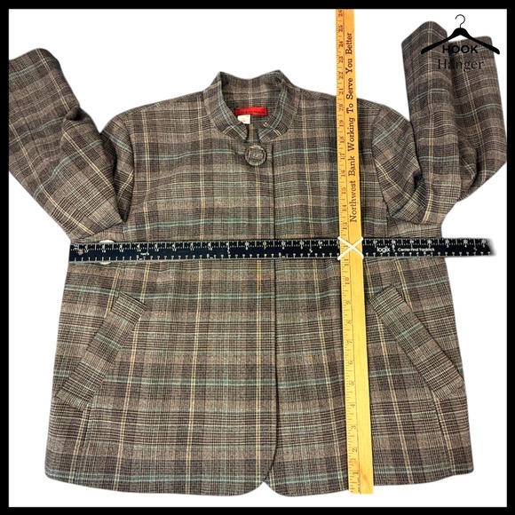 Tapemeasure Plaid Swing Jacket Flared Midi Skirt Suit Set 10 Academia Brown 40s - Picture 11 of 16